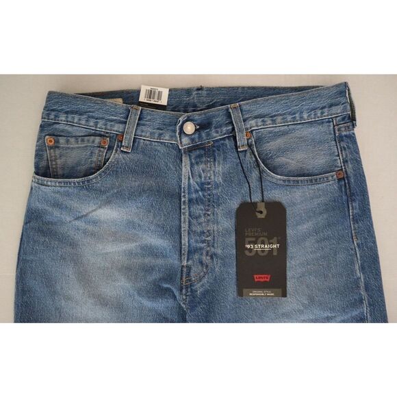 Levi's Premium 501 Men's Sz 33x32 Blue '93 Straight Leg Button Fly Jeans $98 - Picture 7 of 11